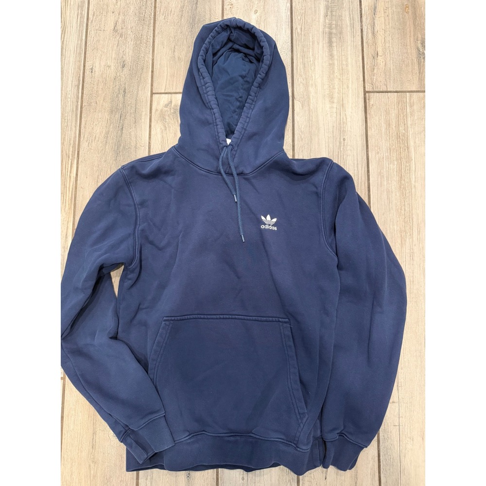 Adidas Originals Trefoil Hoodie Navy Blue Fleece Pullover Sweatshirt Small